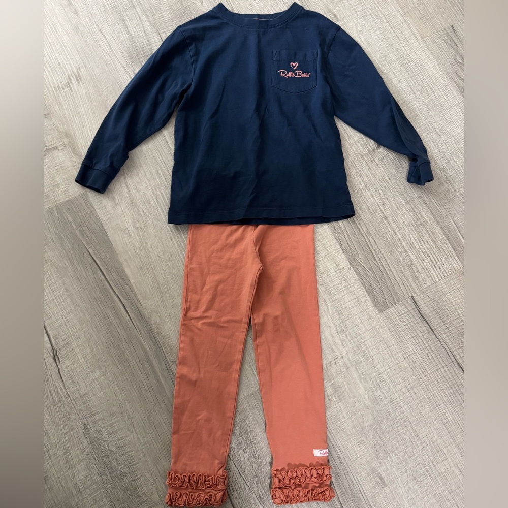 Ruffle Butts Navy and Rust Ruffle Set